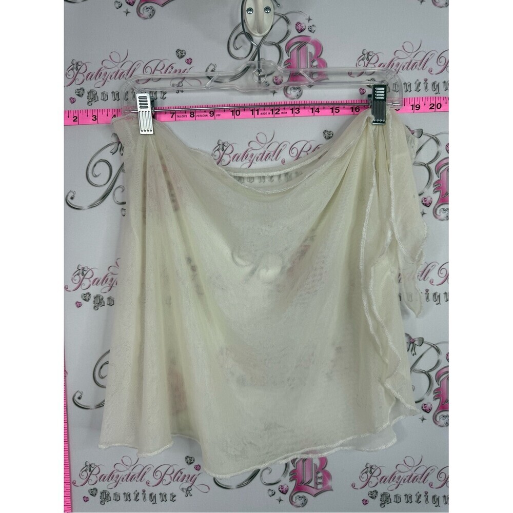 Mesh skirt coverup tie up wrap Sheer Ivory Overlay Skirt